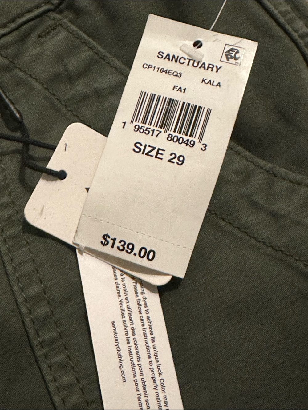 SANCTUARY BOYFRIEND UTILITY PANT KALAMATA NWT - Picture 16 of 17